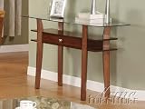 Sofa Table with Glass Top and Drawer in Brown Finish