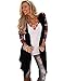 DREAGAL Geometric Print Drape Front Cable Cardigan For Girls Black Large