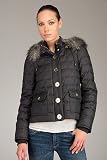 Juicy Couture Hooded Black Puffer Jacket with Faux Fur Hood