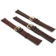 3 Brown Leather Watch Bands Padded Smooth Calf 18mm New