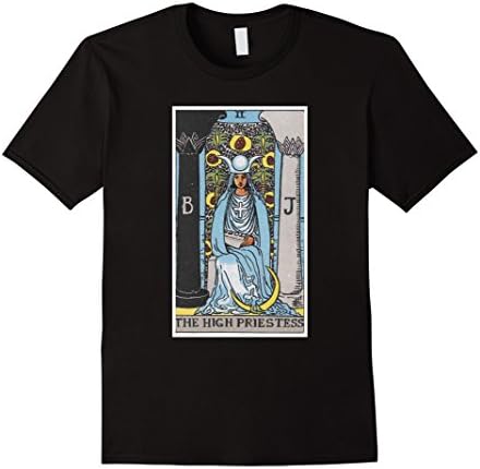 Men's Vintage Tarot Card #2 The High Priestess Shirt XL Black