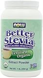 NOW Better Stevia Zero Calorie Sweetener Extract Powder , Certified Organic, 16 Ounce Container