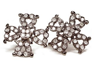 18k Blacken White Gold Diamond Cross Stud Earrings Ct.tw 0.65