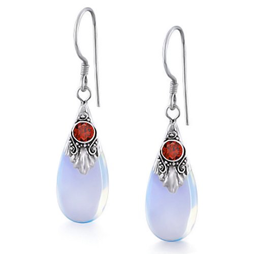 Bling Jewelry Sterling Silver Opal-lite Earrings 