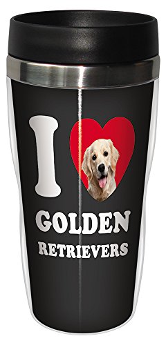 Tree-Free Greetings SG25060 I Heart Golden Retrievers Sip 'N Go Stainless Lined Travel Tumbler, 16-Ounce