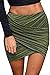 Zeagoo Women Skirt Runched High Waist Solid Stretch Tight Mini Pleated Bodycon Pencil Club Skirt