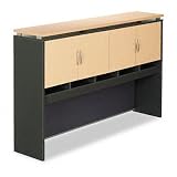 Alera Seville Series Enclosed Storage Hutch, 72w x 15d x 44h, Maple/Charcoal