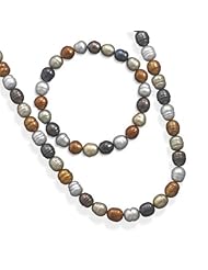 SET: Multicolor Freshwater Pearl Necklace and Bracelet