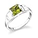 1.75 Carats Princess Cut Genuine Peridot Sterling Silver Ring