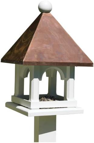 Lazy Hill Farm Designs 42524 Mini Feeder White Solid Cellular Vinyl with a Polished Copper Roof, 9-Inch square by 14-1/2-Inch
