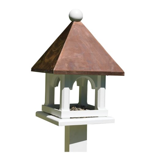Lazy Hill Farm Designs 42524 Mini Feeder White Solid Cellular Vinyl with a Polished Copper Roof, 9-Inch square by 14-1/2-Inch