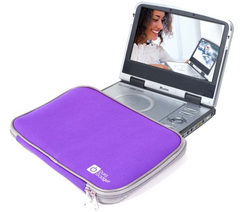 DURAGADGET Purple 9 Portable DVD Player Sleeve Case For Mustek MP83, MP85, MP85A, MP95 & MVP732