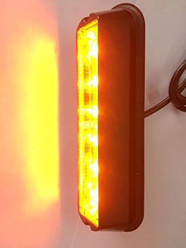 1 Pair Universal 6-LED Amber/White 16-Flashing Mode Car Truck Warning Caution Emergency Construction Strobe Light Bar (Amber)