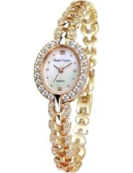 Gemorie Women Fashion Oval Watch with Jewelry Band in Rose Gold Plating (128960-RG)