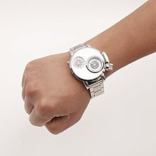 NIXON風 ビッグフェイス デュアル フェイス メタル バンド 腕時計 クォーツ 生活防水 [並行輸入品]