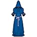 LETSQK Men's Friar Medieval Hooded Monk Priest Robe Tunic Halloween Cosplay Costume