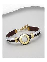 Silver Leather Bracelet In White Base