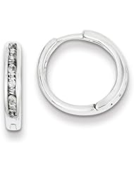 Sterling Silver Baguettes & Round Diamonds Hoop Earrings