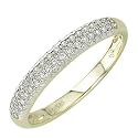 14K Yellow Gold Round Pave Diamond Wedding Band Ring