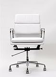 IMAGE OF Domino Mid-back Office Chair in White Leather and Aluminum Base