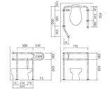 バリアフリー手摺 洋式トイレ用標準取付タイプ（B・D・G）32mm 左勝手 SK-152S　　新協和