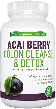 Acai Berry Colon Cleanse &amp; Detox Herbal Supplement for Colon Health Easy Weight Loss and Super Detox Diet 60 Natural Capsules for Men and Women Heal Liver Flush Colonic Parasites Beat Constipation