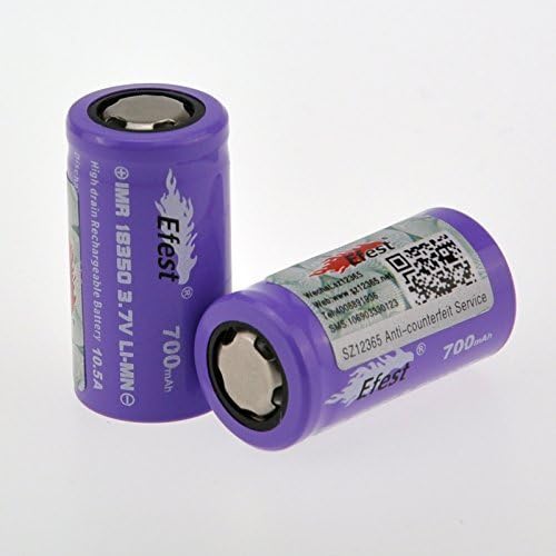 2 Efest 18350 10.5A IMR V1 Flat 700mAh 3.7v Li-ion Li-Mn Battery Batteries by efest