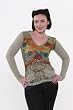 Anama Clothing Olive Love Heart Flowers Tattoo hooded thermal style top Small