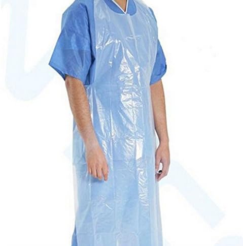 Buyusee 10pcs Disposable Plastic Kitchen Aprons White Polythene Aprons Flat