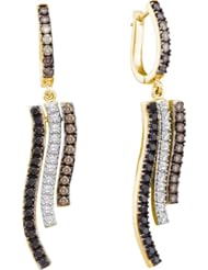 14K Yellow Gold 1.0CT Brown Diamond Journey Fashion Earring