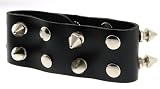 2 Rows of Spikes Shaped Studs Leather Wrist Band Bracelet.
