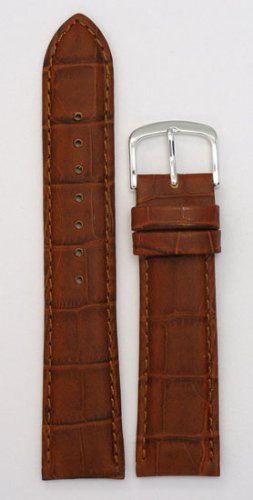 Mens Alligator Grain Watchband   Natural Matte Finish   Color Brown Size 20mm Watch Band