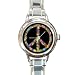 Round Italian Charm Watch of Peace Symbol with Flowers in 60s Colors