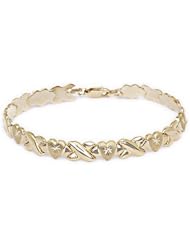 Stampato Heart and "X" Chain Bracelet - Yellow Gold, 10k