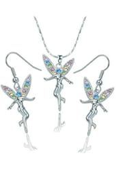 Yoursfs Fashion 18k Gold Plated Use Austrian Crystal Tinkerbell Necklace and Earring Sets