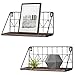 Mkono 2 Set Floating Shelves Wall Mounted Rustic Metal Wire Storage Shelves for Picture Frames, Collectibles, Decorative Items, Great for Living Room, Office, Bedroom, Bathroom, Kitchen, 11.5 Inches