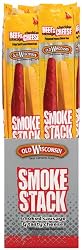 Old Wisconsin Smoke Stacks Beef Sausage with Cheddar, 2.5-Ounce Packages (Pack of 18)
