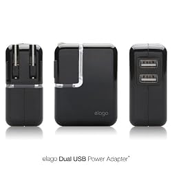 Elago Dual USB Power Adapter+ for iPhone, iPod, MP3 players, Cellular-phones, PDA's, PSP, Digital Camera and more