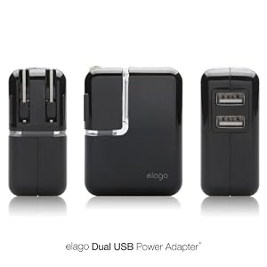 elago Dual EL-USB-Charger, Power Adapter for iPhone, iPod, MP3 players and Cellular-phones (Black)