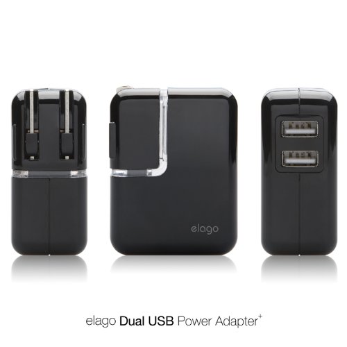 External hard drive:elago Dual EL-USB-Charger, Power Adapter for iPhone, iPod, MP3 players and Cellular-phones (Black)