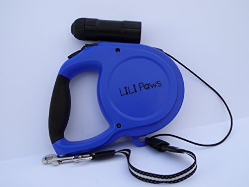LiliPaws Retractable Dog Leash with LED Flashlight (Blue)