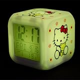 LED Kids alarm clock Hello Kitty and her Teddybear K6 - 7 colors, 7 songs - 80 x 80 x 80 mm, the favorite alarm clock for children