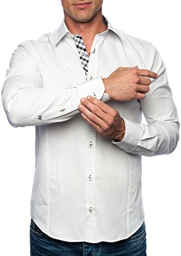 Michael & David Men's Casual Fashion Slim Fit L/S Dress Shirt White 2XL MD512