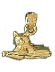 Dazzlers Solid 14k Gold 3 Dimensional Cat Charm Pendant Available in three colors from jewelsberry (weights: 2.8 grams only)