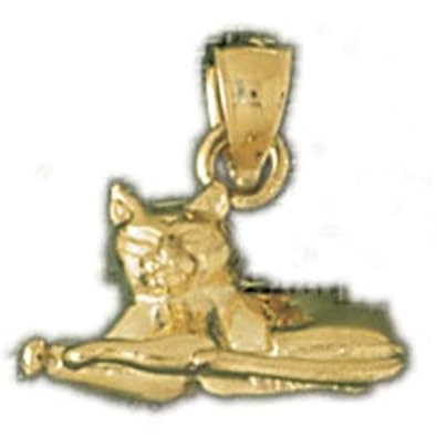 Cheap Girls Jewelry Dazzlers Solid 14k Gold 3 Dimensional Cat Charm Pendant Available in three colors from jewelsberry (weights: 2.8 grams only) For Sale