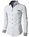 H2H Mens Button-down Shirts with Plaid Patterned Pocket Trim