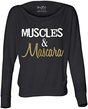 Moxie Fitness Apparel Muscles & Mascara Long Sleeve Dolman Medium Black