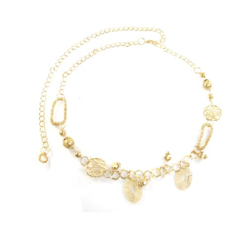uxcell Hoops Metal Beads Decor Adjustable Waist Chain Belt for Women