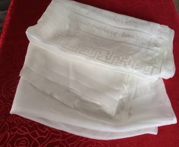 High Quality Tibetan Prayer Scarf Kata White Color 8 Auspicious Symbols Ps-18