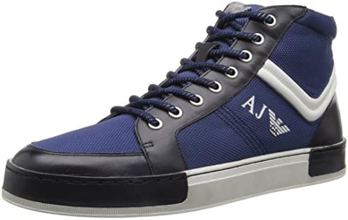 Armani Jeans Men's Hightop Fashion Sneaker, Blue, 40 EU/7 M US